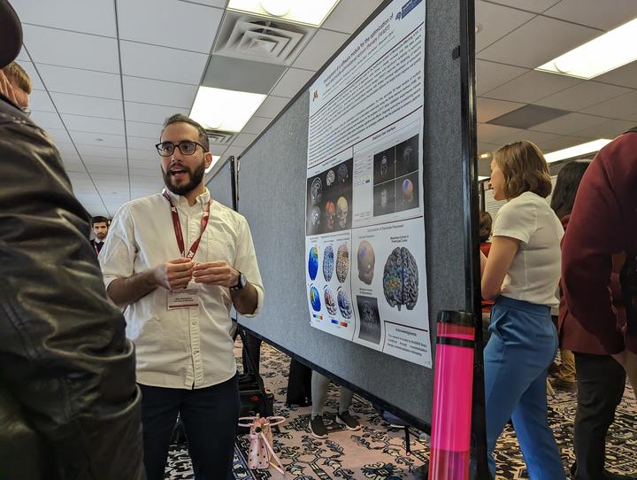 Sina Shirinpour presents efield modeling research at the Neuromodulation Symposium, April 2023