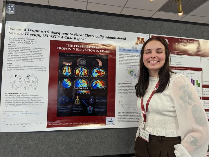 Emily Gears presents ECT research at the Neuromodulation Symposium, April 2023